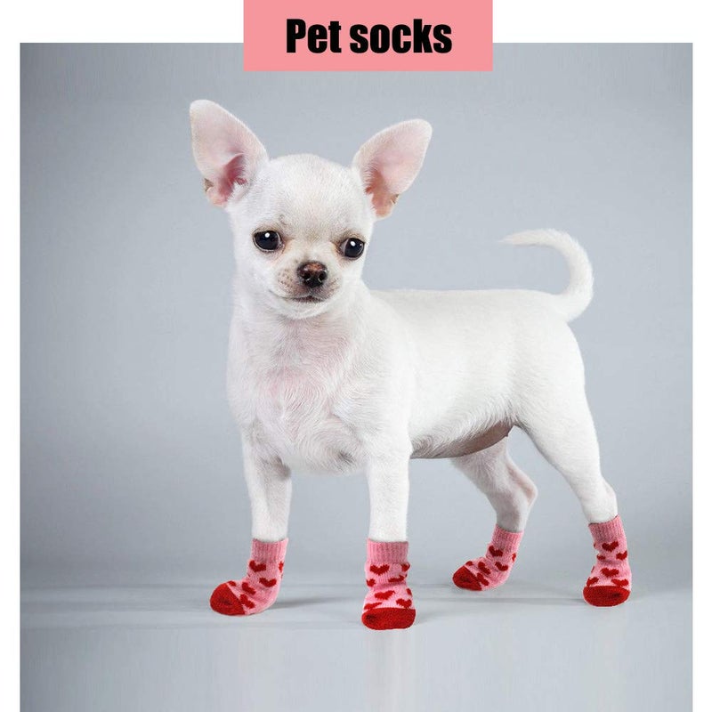Comidox 2Sets Lovely Paw Socks for Dog Cat Non-Slip Knitted Pet Socks Feet Socks Size S-L - Image 3
